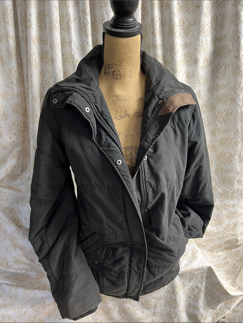 Columbia Black Utility Jacket with Stand Collar